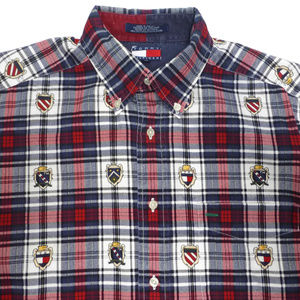 Tommy Hilfiger Button Down Plaid Crest Logo Shirt